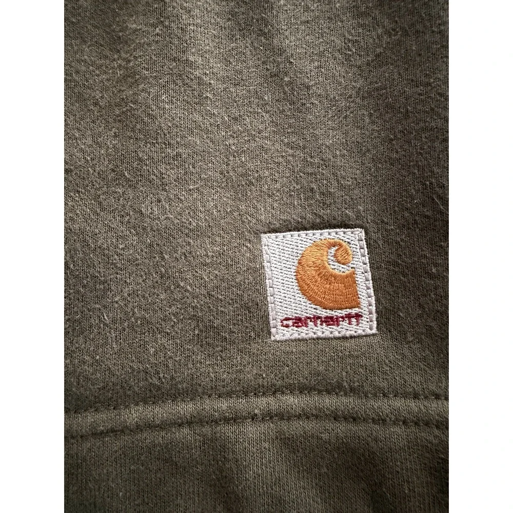 Carhartt Quarter Zip Pullover Sweatshirt Mens L Green 80/20 Cotton